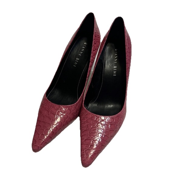Gianni Bini Shoes - Gianni Bini Shoes Sz 8.5 Pink Leather Snake Women's Pointed Toe Heels